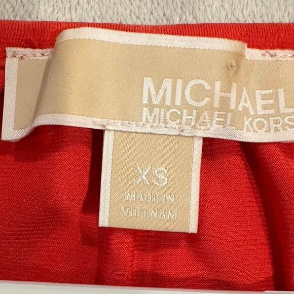 Michael kors Cold XS blouse cold shoulder chain blouse orange red old money - Picture 9 of 10